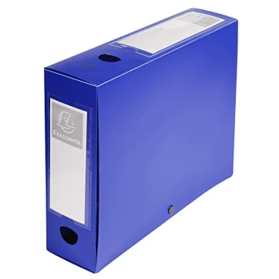 Abbildung von Exacompta 59632E Sammelbox OPAK 60mm mit Druckknopf aus blickdichtem Kunststoff für DIN A4 Archivbox Heftbox Zeichenbox Sammelmappe blau