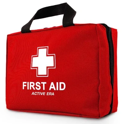 Abbildung von Active Era Erste Hilfe Set, 90 teilige Premium Tasche Verbandskasten inkl. Sofort Kühlpacks, Augenspülung, Verbandsmaterial, Rettungsdecke für Zuhause, Büro First Aid Kit ISO 13485