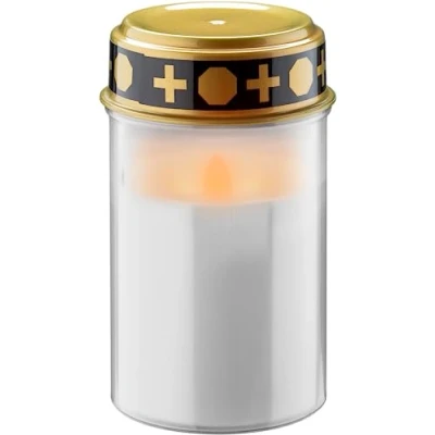 Abbildung von goobay 64604 LED Grablicht mit Batterie/LED Grabkerzen Outdoor/Friedhof Kerzen/Grablichter/Ewiges Licht/Grablampe/Weiß/Batteriebetrieben 2x AA Mignon (Nicht im Lieferumfang enthalten)
