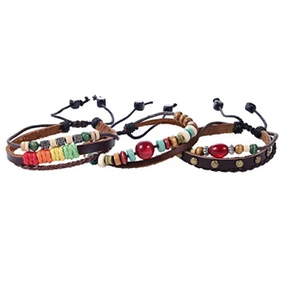 Abbildung von Morella Damen Fashion Lederarmband Set 3 Armbänder geflochten