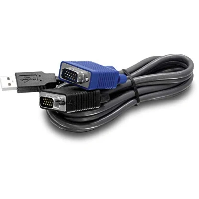 Abbildung von TRENDnet TK CU10 2 in 1 USB VGA KVM Kabel, / SVGA HDB 15 Pin Stecker auf Stecker, 1.1 Typ A, 3,1 m, Computer mit und Anschlüssen verbinden