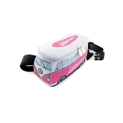 Abbildung von BRISA VW Collection Volkswagen Neopren Hüft Tasche Bauch Beutel Geld Gürtel Crossbody Bag für Outdoor und Reisen im T1 Bulli Bus Design (Pink/Weiß)