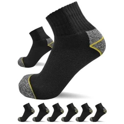 Abbildung von sogzz Arbeitssocken Quarter Socken Herren kurz 6 Paar Arbeit Sneaker halbhoch, Kurzsocken, 75% Baumwolle, Arbeitersocken z.B. für Arbeitsschuhe, Work Socks, 47 50, Schwarz/Grau