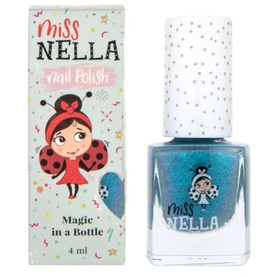 Abbildung von Miss Nella Partysammlung BLUE THE CANDLES abziehbarer Nagellack speziell für Kinder, blau Glitzer, Peel Off Formel, ungiftig, wasserbasiert und geruchsneutral