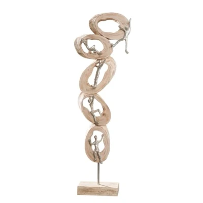 Abbildung von GILDE Deko Figur Skulptur Climb Dekofigur aus Holz Aluminium Dekoration Wohnzimmer Geschenk Weihnachten für Frauen Höhe 77cm