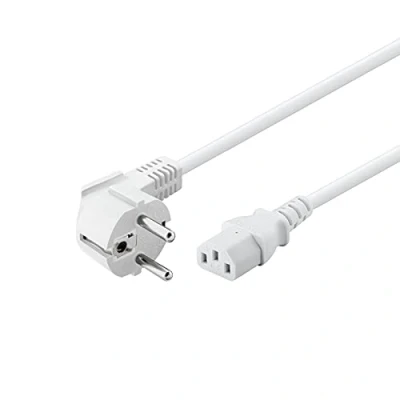 Abbildung von Goobay 95141 Kaltgerätekabel 3m / C13 Kaltgerätebuchse &amp; 90 Grad Schutzkontaktstecker Winkelstecker Universelles PC Monitor Stromkabel Netzkabel Weiß 3 m