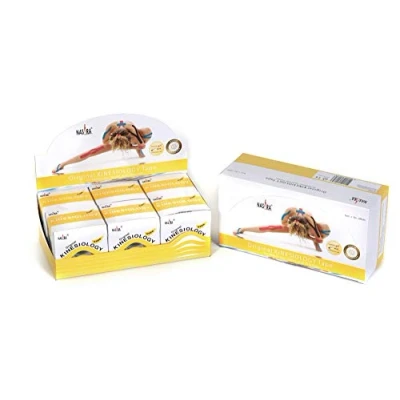 Abbildung von Nasara Original Kinesiologisches Physio Sport Tape: 6er Box mit 6 Tapes für und Medizin inkl. gratis Videoanleitungen, Rollengröße 5cm x 5m, gelb