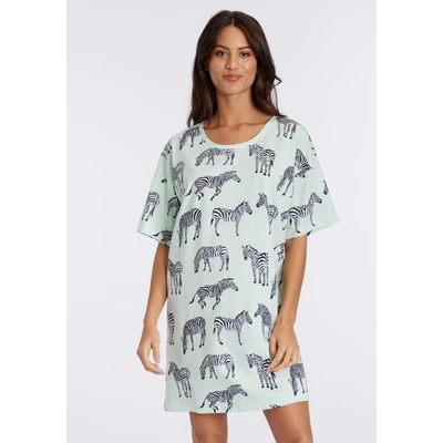 Abbildung von Lascana VD Animal Nachthemd mintgemustert, Damen, Größe: 44/46, Mint gemustert