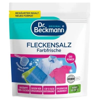 Abbildung von Dr. Beckmann Fleckensalz Farbfrische gegen mehr als 100 Flecken und leichte Verfärbungen inkl. Dosierlöffel 400 g