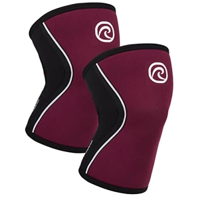 Abbildung von Rehband Kniebandage Kraftsport, Kniestütze für Cross Fit &amp; schweres Training, Knee Sleeve aus 5 mm Neopren, in vielen Farben Größen, Unisex, Farbe:Burgundy 1 Paar, Größe:M