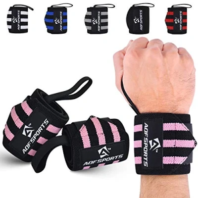 Abbildung von AQF Handgelenk Bandagen Fitness, 45cm Gym Bandage Handgelenk, Handgelenkstütze Krafttraining, Bodybuilding Handgelenkbandage, Powerlifting Wrist Wrap Für Herren &amp; Damen (Rosa/Schwarz)