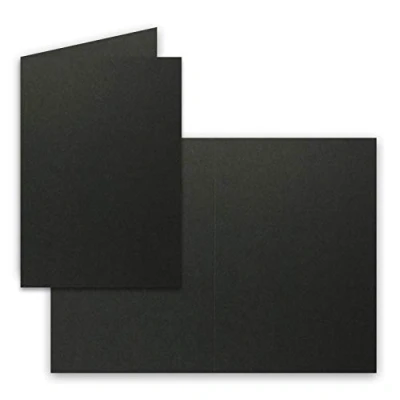 Abbildung von 25x Falt Karten DIN A6 in Schwarz Blanko Doppel 220 g/m²