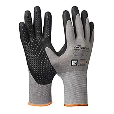 Abbildung von Gebol Multi Flex Touch Arbeitshandschuhe für den Touchscreen Nitrilhandschuhe mit Noppen Herren Größe L (Gr 9) Grau 1 Paar