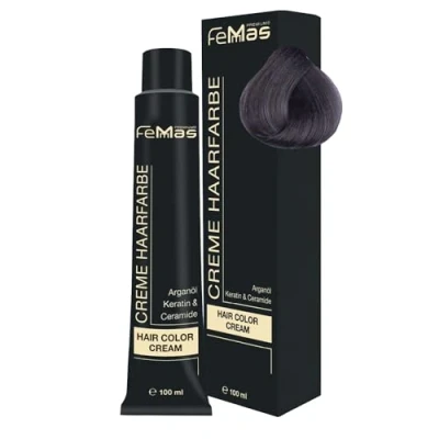 Abbildung von FemMas Haarfarbe Pure &amp; Mix Asch I Creme mit Arganöl, Keratin Ceramiden Als dauerhafte Haarfärbung oder Tönung für strahlende, haltbare Farbergebnisse 100 ml