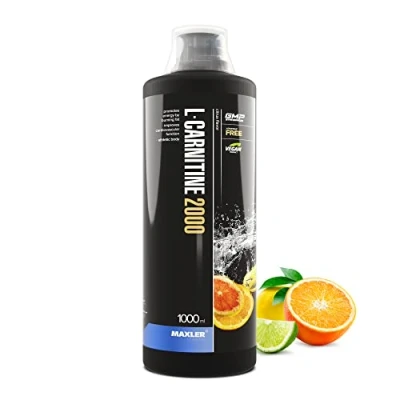 Abbildung von Maxler L Carnitin Liquid Hochdosiert Flüssig Vegan und Zuckerfrei reich an Geschmack optimal dosiert 2000 mg von pro Portion Zitrus 1000ml