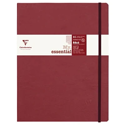 Abbildung von Clairefontaine 794462C Notizbuch My.Essential Age Bag, Format B5 (19x25 cm), mit Fadenbindung, 96 Blatt nummeriert, liniert, Papier elfenbein 90g, Bordeaux, 1 Stück