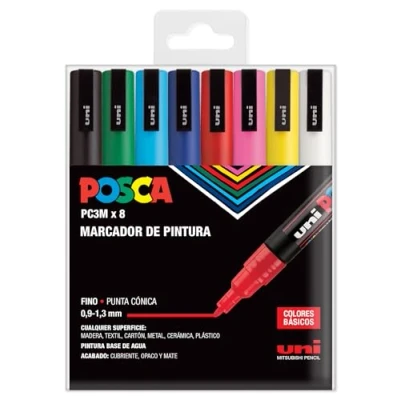 Abbildung von UNI Posca Set PC 3M Basic 8 Filzstifte, A 1