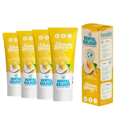 Abbildung von DENTAL DELIGHT Bahama Breeze Zahnpasta, Vegane Zahnpasta mit Geschmack, Zahncreme (Ananas Kokos, 4er Pack)