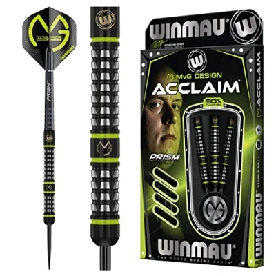 Abbildung von WINMAU Michael Van Gerwen MvG Acclaim 25 Gramm Wolfram Dartpfeile mit Stahlspitze Set Flights und Shafts