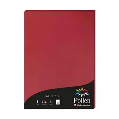 Abbildung von Clairefontaine 4212C Packung mit 50 Karten Pollen 120g, DIN A4, 21 x 29,7cm, Kirschrot