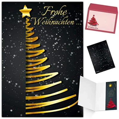 Abbildung von Weihnachtskarten mit Umschlag (15er Set) EDLER WEIHNACHTSBAUM Klappkarten ideal privat und geschäftlich Frohe Weihnachten Karten von BREITENWERK