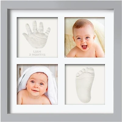 Abbildung von Baby Handabdruck und Fußabdruck Set Fussabdruck Set, Gipsabdruck Hand Fuß, Bilderrahmen, Abdruckset, Neugeborene (Cloud Gray)