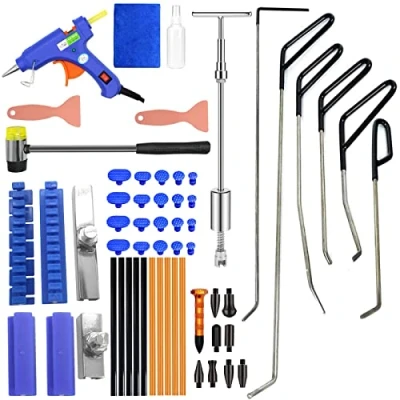 Abbildung von MENQANG Dellen Reparaturset, Ausbeulwerkzeug Set 6 Types of Dent Repair Iron Bars and 2 in 1 T Bar Tool zum Reparieren von auf der Oberfläche Autos