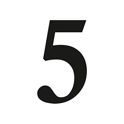 Abbildung von Zahlen Aufkleber Nr. 5 in schwarz I Höhe 10 cm selbstklebende Haus Nummer, Ziffer zum Aufkleben für Außen, Briefkasten, Tür wetterfest kfz_471_5