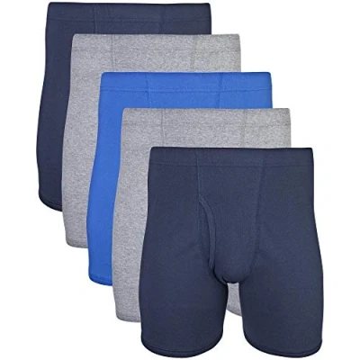 Abbildung von Gildan Herren Unterwäsche mit verdecktem Bund, Boxershorts, Multipack Retroshorts, Mixed Royal (5er Pack), Large