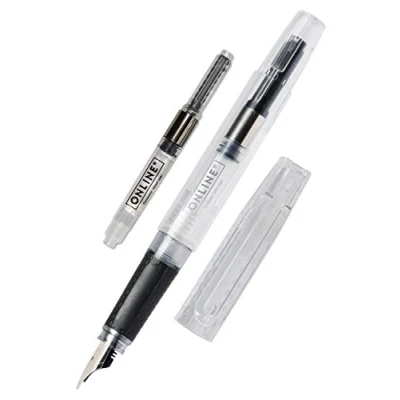 Abbildung von ONLINE Füllhalter Bachelor,transparenter Füller,breite Kalligrafiefeder 0,8 mm, für Standard Tintenpatronen, ergonomisches Griffstück, nachhaltiger Konverter, Lettering/Bullet Journal/Kalligrafie