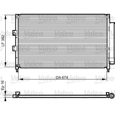 Abbildung von VALEO 814217 Klimakondensator mit Trockner Aluminium 382 R 134a HONDA: CIVIC 8 Hatchback