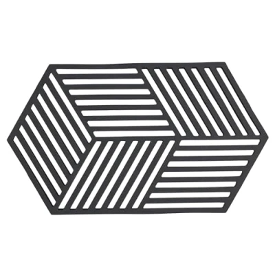 Abbildung von Zone Denmark Hexagon Topfuntersetzer Hitzebeständig, Silikon Untersetzer, Praktische und Dekorative Topf Spülmaschinenfest, 24 x 14 cm, Schwarz
