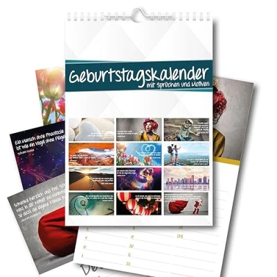 Abbildung von Geburtstagskalender mit Sprüchen und Motiven I jahresunabhängig Dauerkalender Spiralbindung für die ganze Familie dv_609