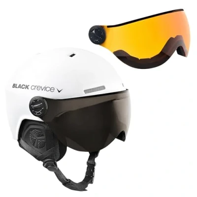 Abbildung von Black Crevice Skihelm Arlberg mit 2 Visier, matt weiß/grau, S/M (54 57)