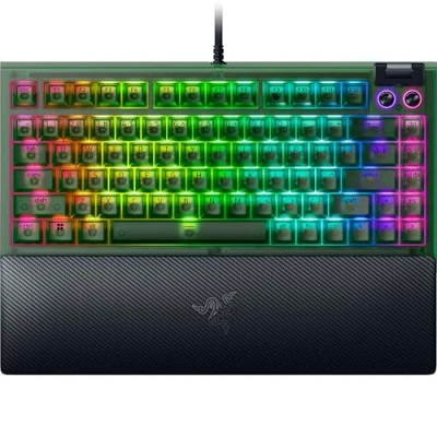 Abbildung von Razer BlackWidow V4 75% Phantom Green Edition Hot swap fähige mechanische Gaming Tastatur (Orange Tactile Switches, Medienrolle mit 2 dedizierten Medientasten) US Layout
