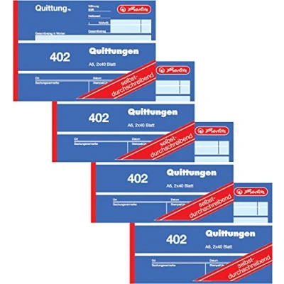 Abbildung von Herlitz 7876147 Quittungsblock A6 402 2x40 Blatt, selbstdurchschreibend (4er Pack)