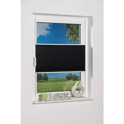 Abbildung von K Home Klemmfix Plissee Palma 100 x 210 cm (B L) Anthrazit Lichtschutz +++ Moderne Crushed Optik