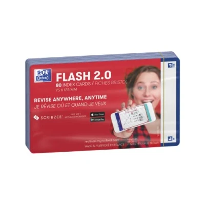 Abbildung von Oxford FLASH 2.0 Karteikarten A7, Lernkarten, 75x125mm, blanko, marine blau, 80 Blatt