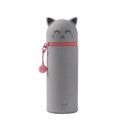Abbildung von I TOTAL® Weiche Silikonhülle für die Schule, ausziehbar Mit geformter Form Beauty case (Grey CAT)