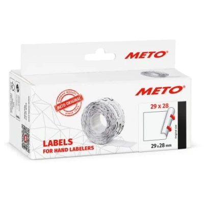 Abbildung von Meto Etiketten für Handauszeichner (29x28 mm, 3 zeilig, 3.500 Stück, weiß, permanent haftend, Meto, Contact, Sato, Avery, Tovel, Samark etc.)