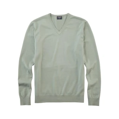 Abbildung von OLYMP Herren Pullover V Ausschnitt Casual.Strick,Single Jersey,978 Knit Regular fit,graugrün 48,L