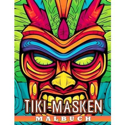 Abbildung von Tiki Masken Malbuch: Schöne Ausmalbilder mit tropischen Totemmasken Designs für Jugendliche und Erwachsene zum Entspannen Stressabbau