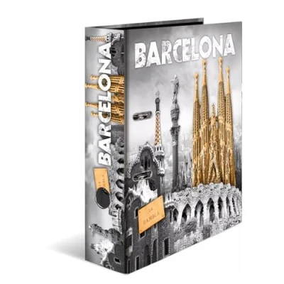 Abbildung von HERMA Ordner A4 Barcelona Spanien, 7 cm breit, Kinder Ringordner mit Städte Motiv, bunter Aktenordner Innendruck für Jungen und Mädchen