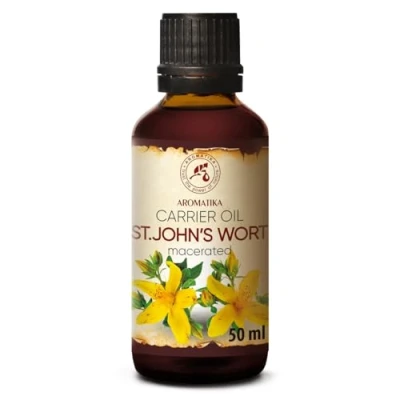 Abbildung von Johanniskrautöl 50ml Hypericum perforatum England Reines und Natürlich Rotöl Öl Johanniskraut Mazerat Trägeröl Pflege für Gesicht Körper Haare Körperpflege St Johns Wort Oil