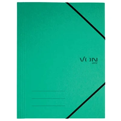 Abbildung von VON Leitz 5er Pack Eckspannermappe A4, Recycling Karton, für 150 Blatt, 3 Klappen, Mappe Mit Gummizug, modernem Aufdruck, Leichter Ordner Schule &amp; Zuhause, Grün, 30080055