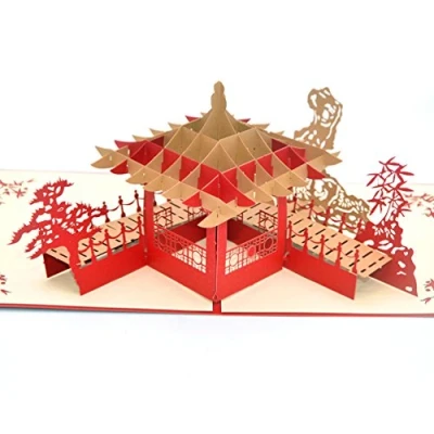 Abbildung von Medigy 3D POP UP Grußkarte Handgemacht Blume Korbp Suzhou Gärten Blanko Karten Segen Papier Klappkarten Business Geschenkkarte Glückwunschkarten