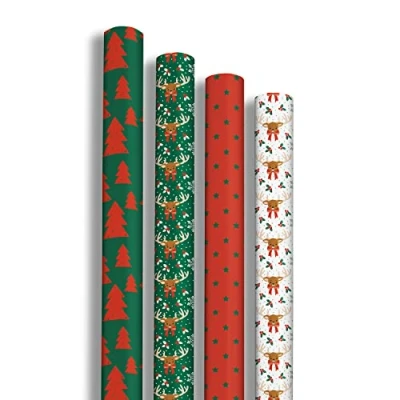 Abbildung von Clairefontaine 202060AMZC Karton mit 12 Rollen Geschenkpapier Excellia 80g, 2x0,70m, ideal für Weihnachten, Flocken, 1