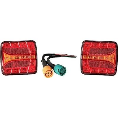 Abbildung von LED Rückleuchten für Anhänger 12/24 Volt mit E4 Prüfzeichen 20 LEDs je Leuchte Rücklicht Beleuchtung 4 Funktion Reflektor Wasserdicht 106 x 99 32 mm