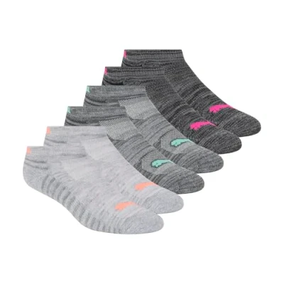 Abbildung von Puma Damen Kvinders 6 pakker lavt skåret sokker Laufsocken, Grau/Orange, 2023 09 11 00:00:00 EU