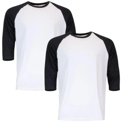 Abbildung von Gildan Herren Heavy Cotton 3/4 Raglan Style G5700, 2er Pack T Shirt, Weiß/Schwarz, Mittel